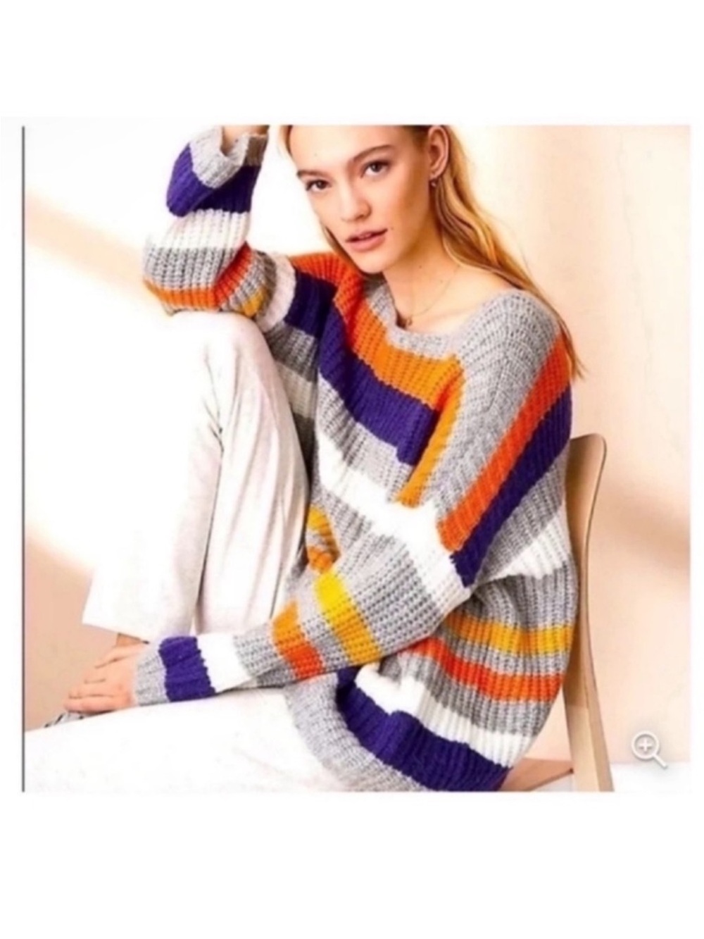 Lou & Grey knit Oversized Alpaca Blend Chunky Boxy Sweater Sz S Boat neck